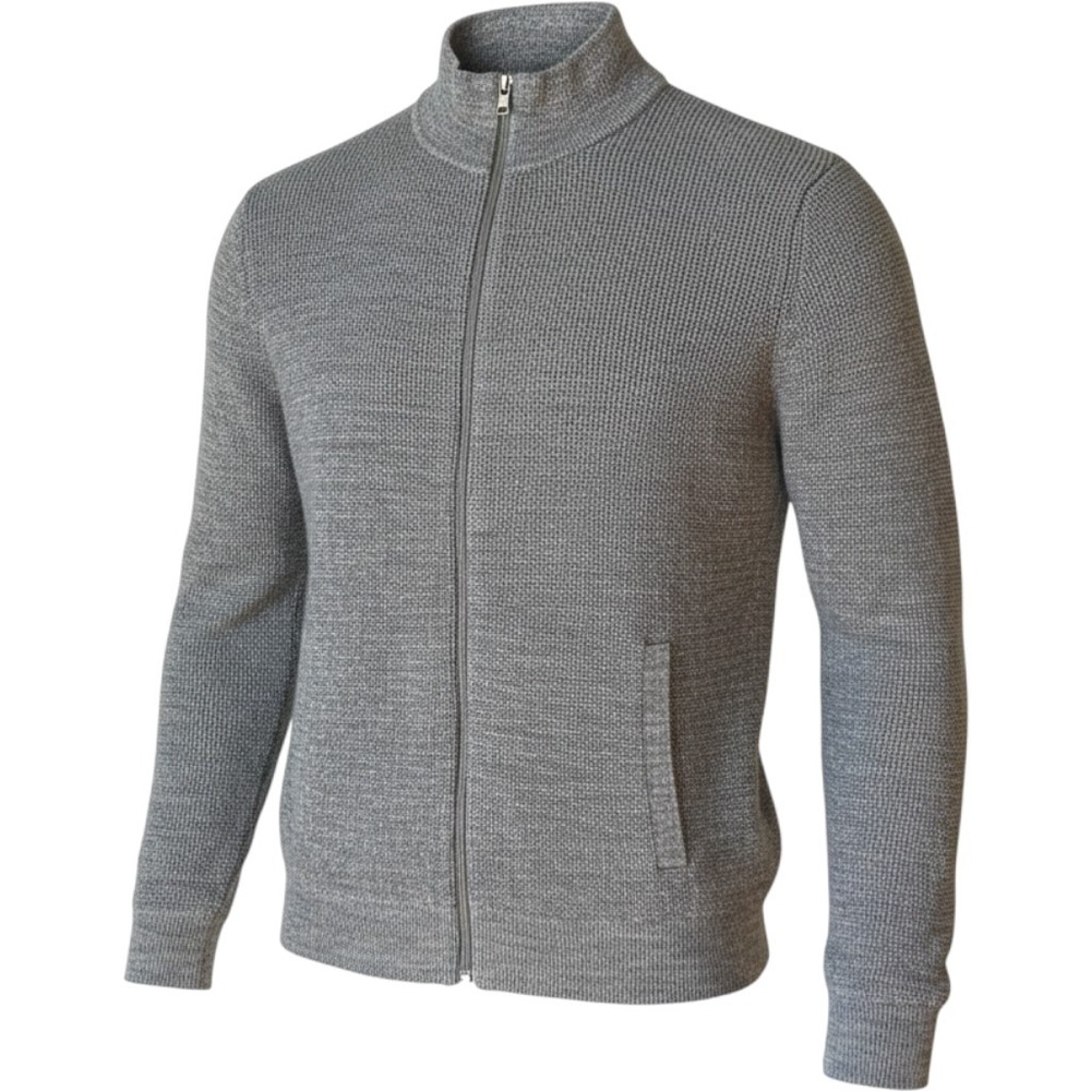 Michael Kors Cardigan Sweater Mens L Full Zip Grandpacore Grandpa Mock Neck Gray